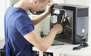 Technician repairing CPU